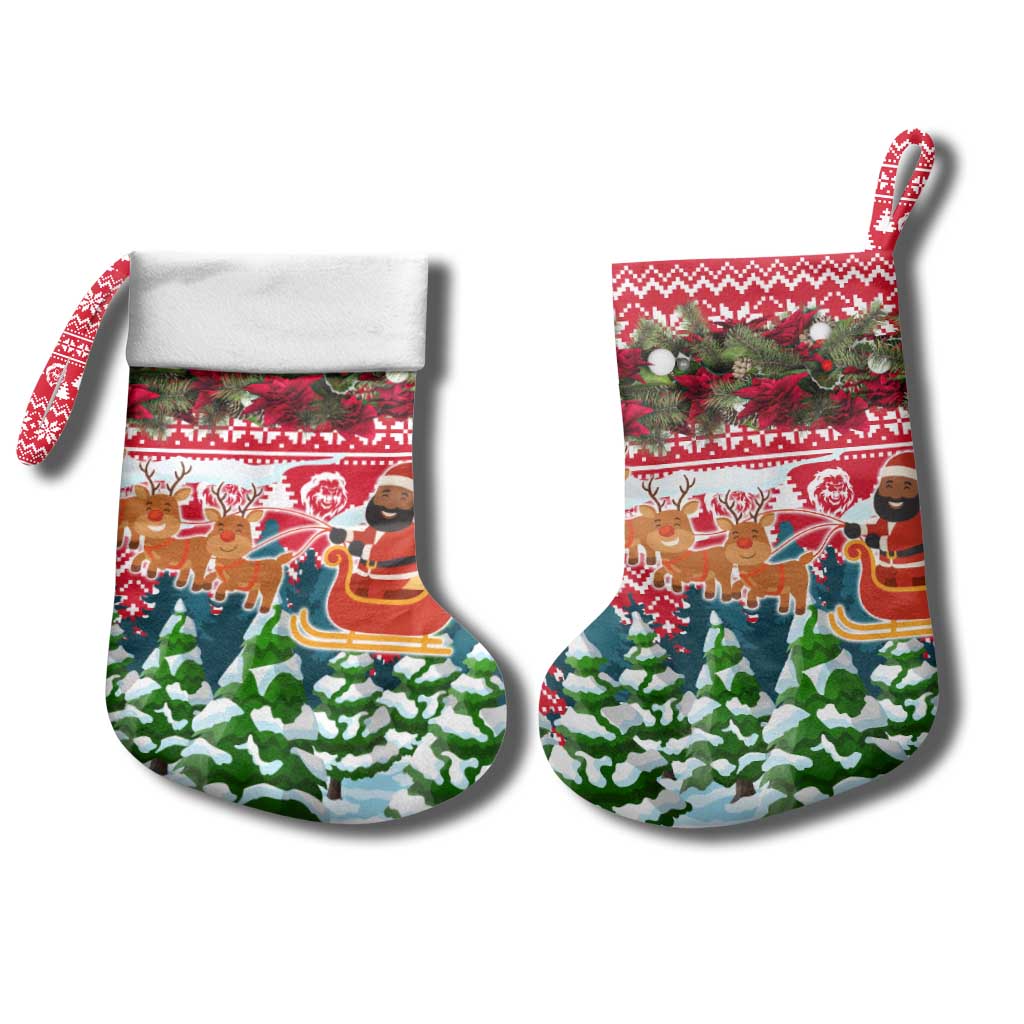 Guinea Bissau Christmas Stocking Santa Sleigh Reindeer Forest and National Flag - African Pride