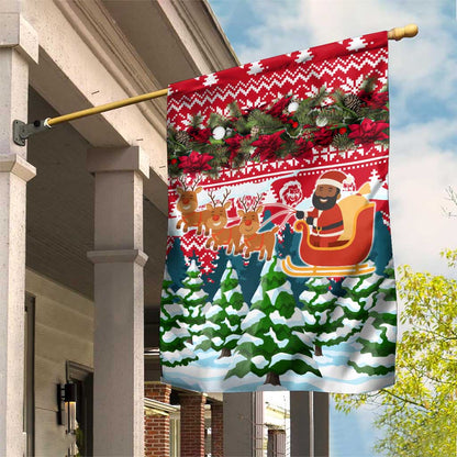 Guinea Bissau Christmas Garden Flag Santa Sleigh Reindeer Forest and National Flag - African Pride