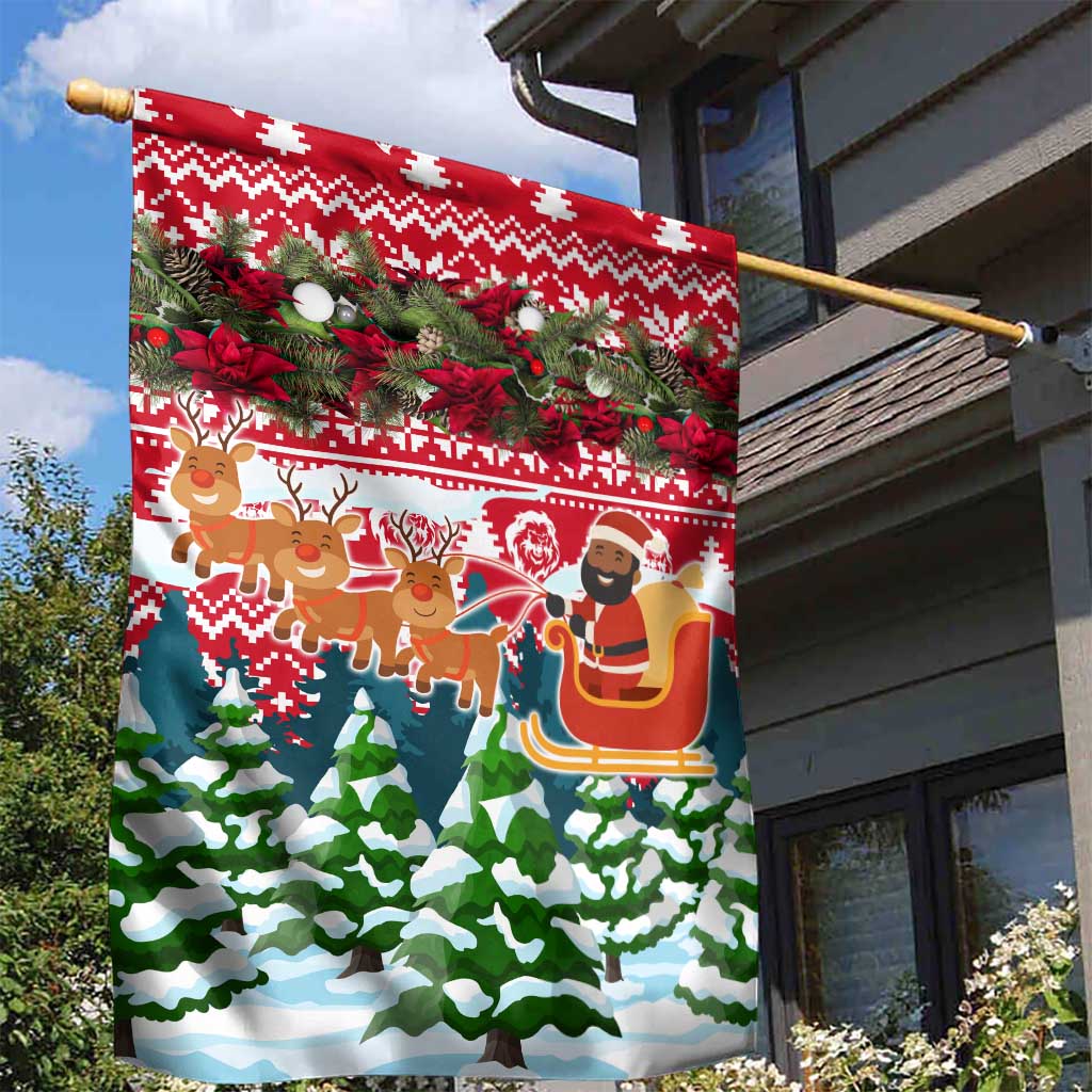 Guinea Bissau Christmas Garden Flag Santa Sleigh Reindeer Forest and National Flag - African Pride