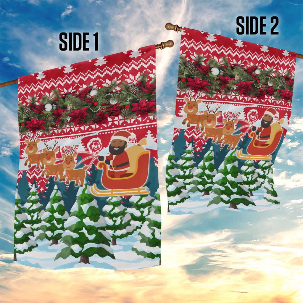 Guinea Bissau Christmas Garden Flag Santa Sleigh Reindeer Forest and National Flag - African Pride