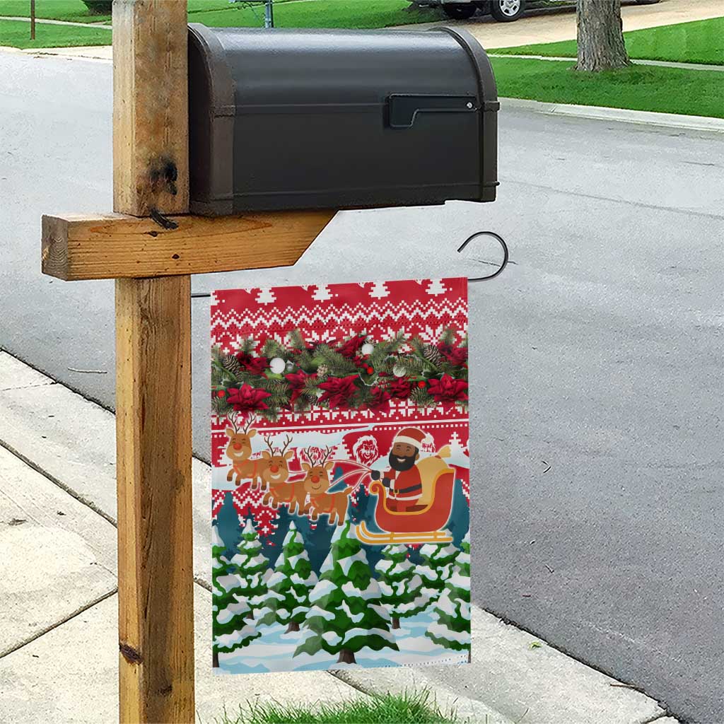 Guinea Bissau Christmas Garden Flag Santa Sleigh Reindeer Forest and National Flag - African Pride