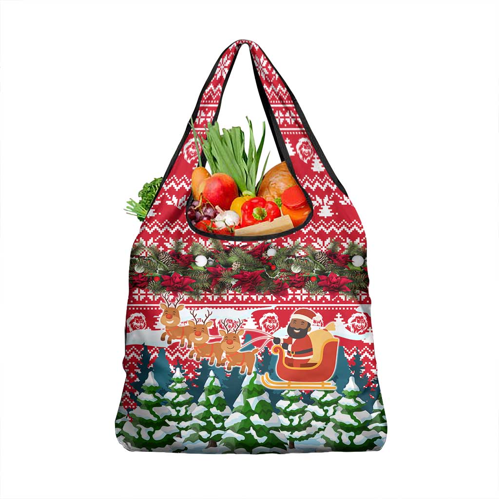 Guinea Bissau Christmas Grocery Bag Santa Sleigh Reindeer Forest and National Flag - African Pride