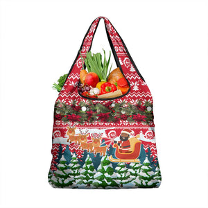 Guinea Bissau Christmas Grocery Bag Santa Sleigh Reindeer Forest and National Flag - African Pride