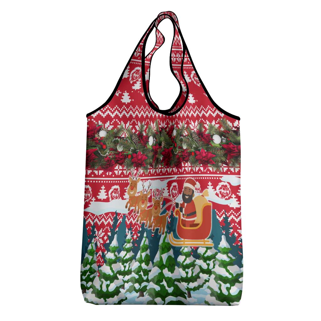 Guinea Bissau Christmas Grocery Bag Santa Sleigh Reindeer Forest and National Flag - African Pride