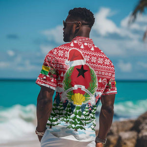 Guinea Bissau Christmas Hawaiian Shirt Santa Sleigh Reindeer Forest and National Flag - African Pride