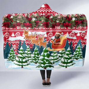 Guinea Bissau Christmas Hooded Blanket Santa Sleigh Reindeer Forest and National Flag - African Pride
