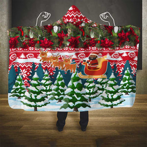 Guinea Bissau Christmas Hooded Blanket Santa Sleigh Reindeer Forest and National Flag - African Pride
