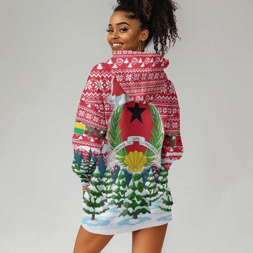 Guinea Bissau Christmas Hoodie Dress Santa Sleigh Reindeer Forest and National Flag - African Pride