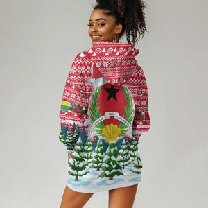 Guinea Bissau Christmas Hoodie Dress Santa Sleigh Reindeer Forest and National Flag - African Pride