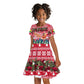 Guinea Bissau Christmas Kid Short Sleeve Dress Santa Sleigh Reindeer Forest and National Flag - African Pride