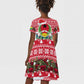 Guinea Bissau Christmas Kid Short Sleeve Dress Santa Sleigh Reindeer Forest and National Flag - African Pride