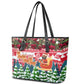 Guinea Bissau Christmas Leather Tote Bag Santa Sleigh Reindeer Forest and National Flag - African Pride