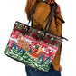 Guinea Bissau Christmas Leather Tote Bag Santa Sleigh Reindeer Forest and National Flag - African Pride