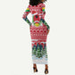 Guinea Bissau Christmas Long Sleeve Bodycon Dress Santa Sleigh Reindeer Forest and National Flag - African Pride