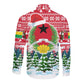 Guinea Bissau Christmas Long Sleeve Button Shirt Santa Sleigh Reindeer Forest and National Flag - African Pride