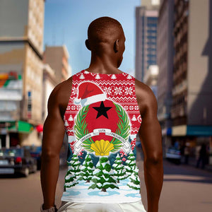 Guinea Bissau Christmas Men Tank Top Santa Sleigh Reindeer Forest and National Flag - African Pride