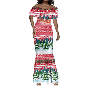Guinea Bissau Christmas Mermaid Dress Santa Sleigh Reindeer Forest and National Flag - African Pride