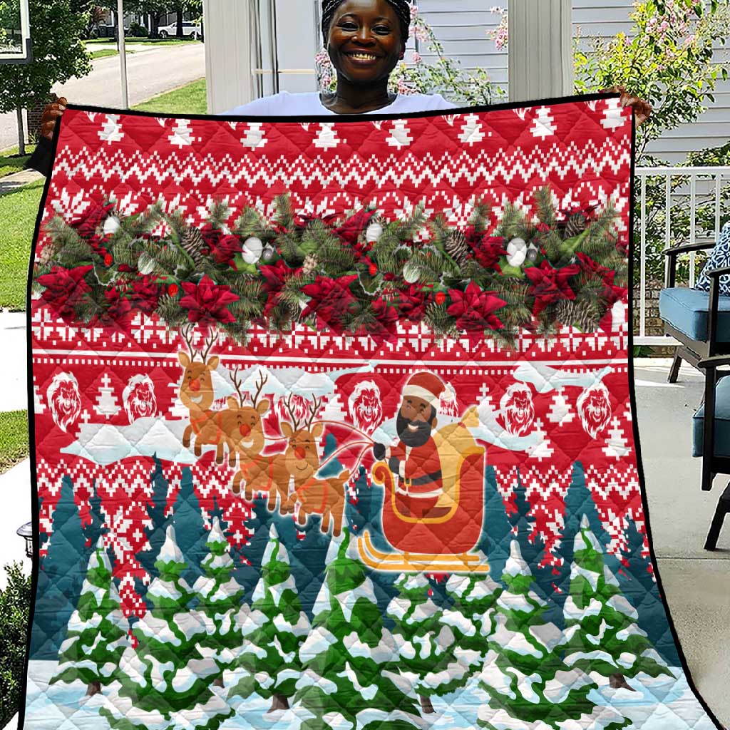 Guinea Bissau Christmas Quilt Santa Sleigh Reindeer Forest and National Flag - African Pride