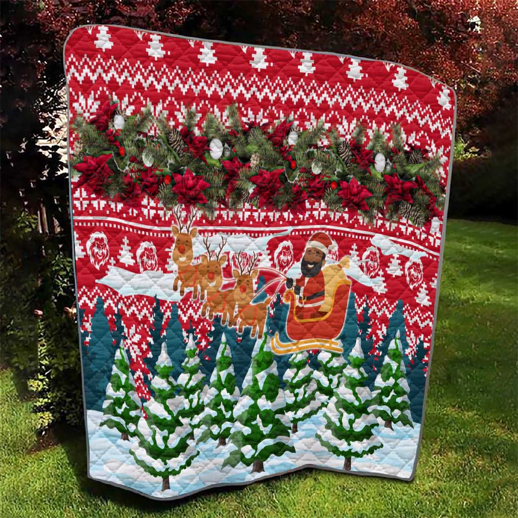 Guinea Bissau Christmas Quilt Santa Sleigh Reindeer Forest and National Flag - African Pride