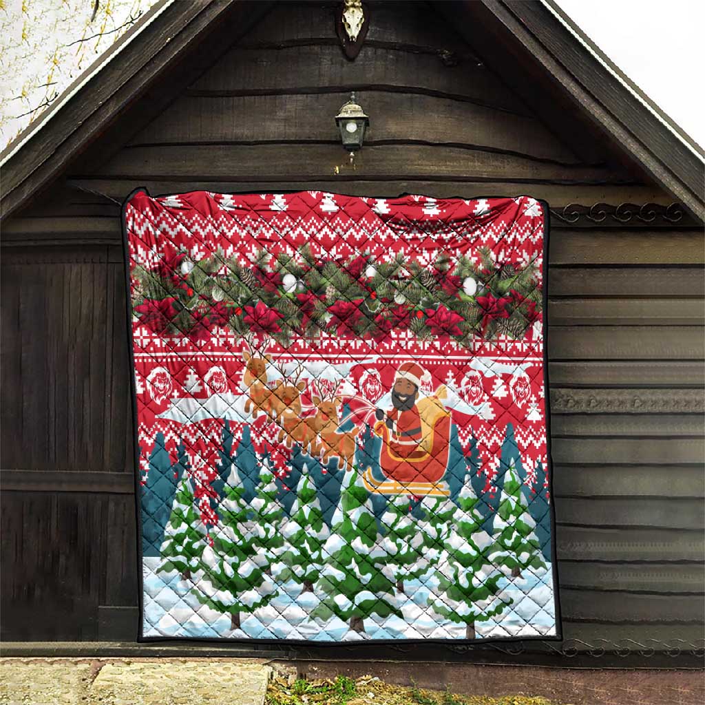 Guinea Bissau Christmas Quilt Santa Sleigh Reindeer Forest and National Flag - African Pride