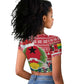 Guinea Bissau Christmas Raglan Cropped T shirt Santa Sleigh Reindeer Forest and National Flag - African Pride