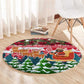 Guinea Bissau Christmas Round Carpet Santa Sleigh Reindeer Forest and National Flag - African Pride