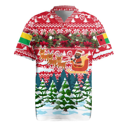Guinea Bissau Christmas Rugby Jersey Santa Sleigh Reindeer Forest and National Flag - African Pride
