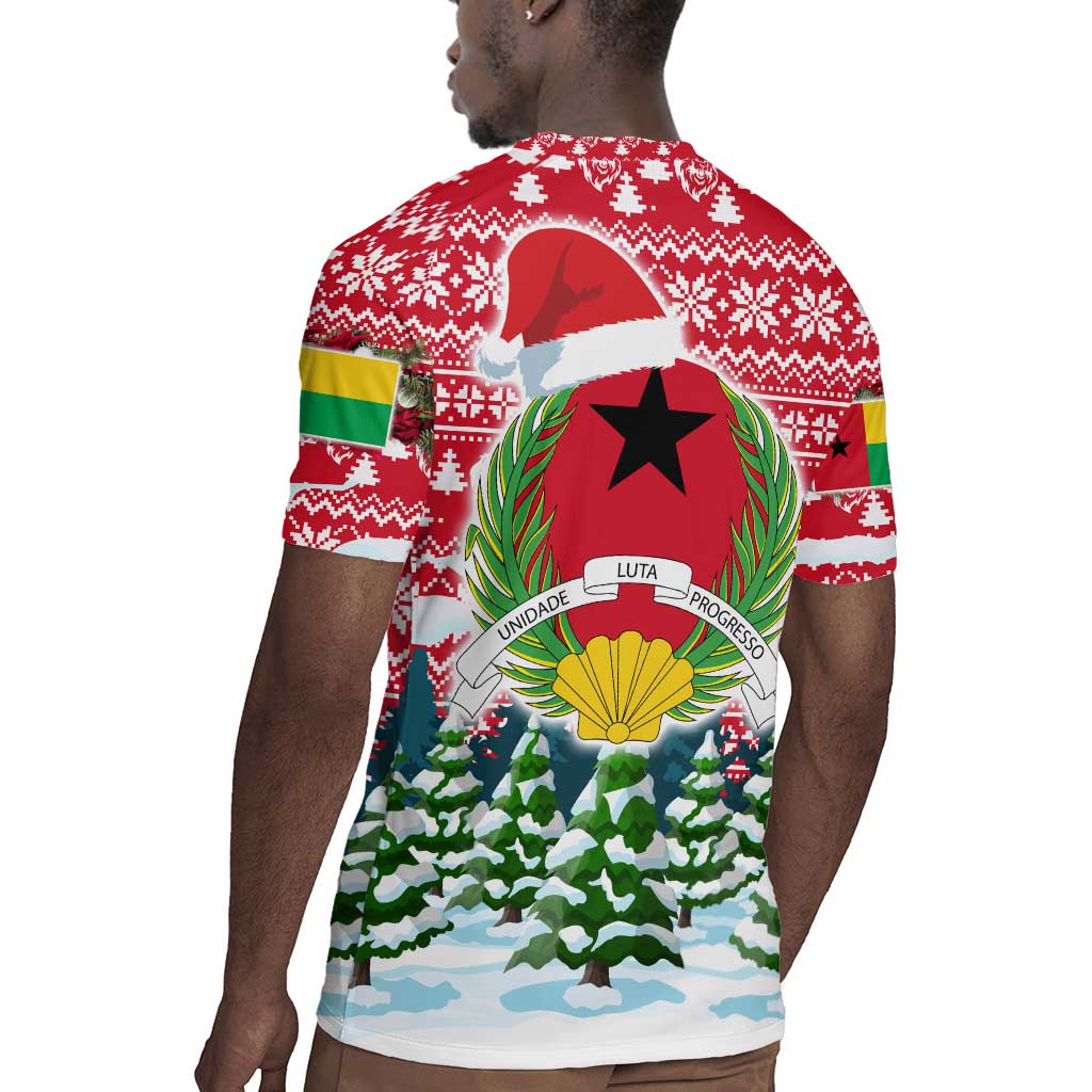 Guinea Bissau Christmas Rugby Jersey Santa Sleigh Reindeer Forest and National Flag - African Pride