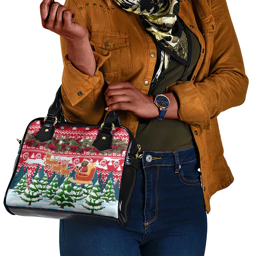 Guinea Bissau Christmas Shoulder Handbag Santa Sleigh Reindeer Forest and National Flag - African Pride