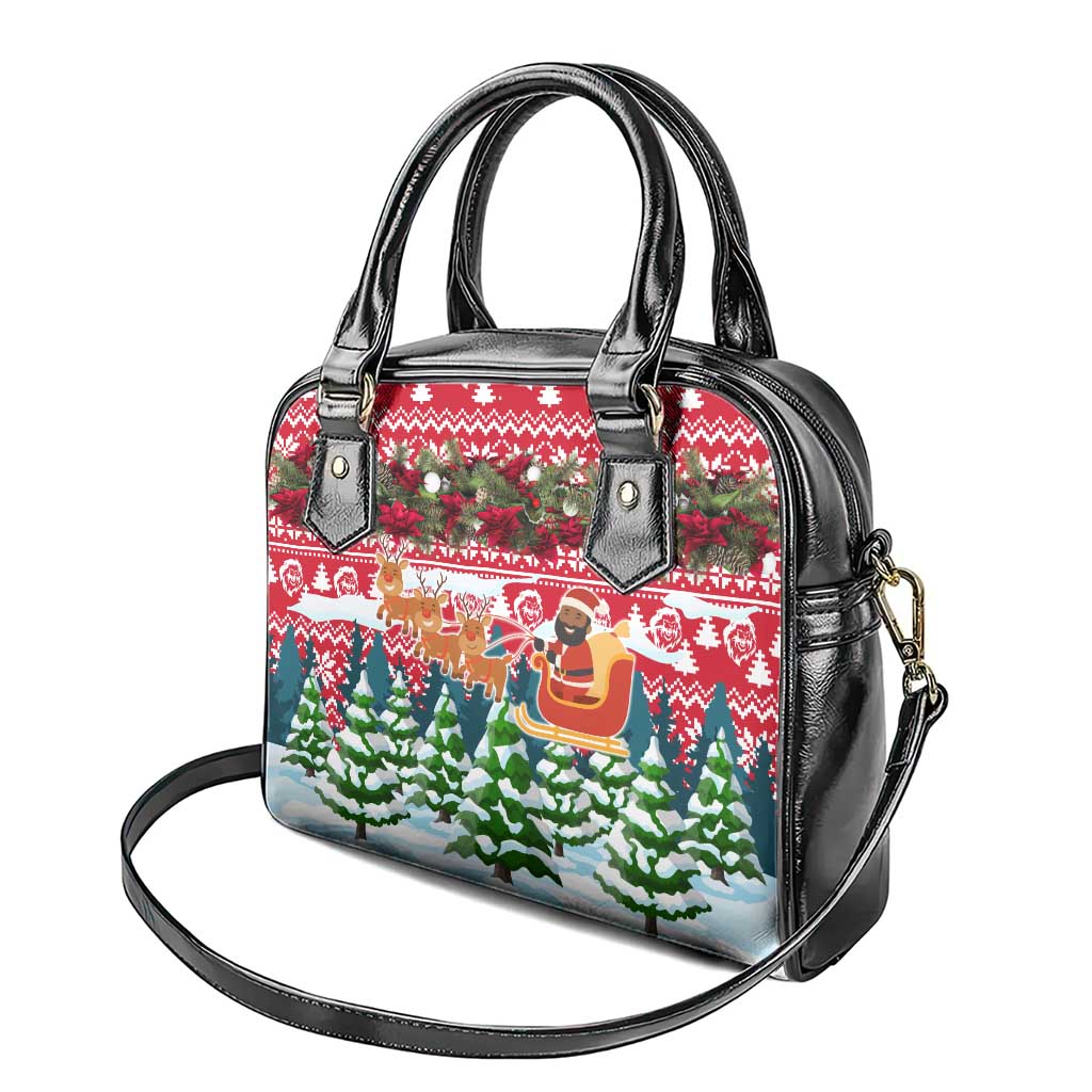 Guinea Bissau Christmas Shoulder Handbag Santa Sleigh Reindeer Forest and National Flag - African Pride