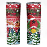 Guinea Bissau Christmas Skinny Tumbler Santa Sleigh Reindeer Forest and National Flag - African Pride
