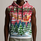 Guinea Bissau Christmas Sleeveless Hoodie Santa Sleigh Reindeer Forest and National Flag - African Pride