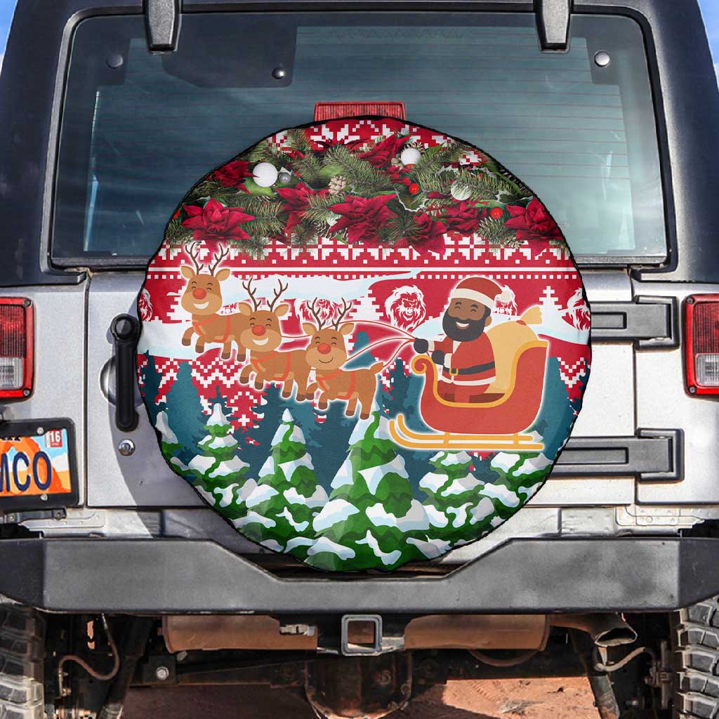 Guinea Bissau Christmas Spare Tire Cover Santa Sleigh Reindeer Forest and National Flag - African Pride