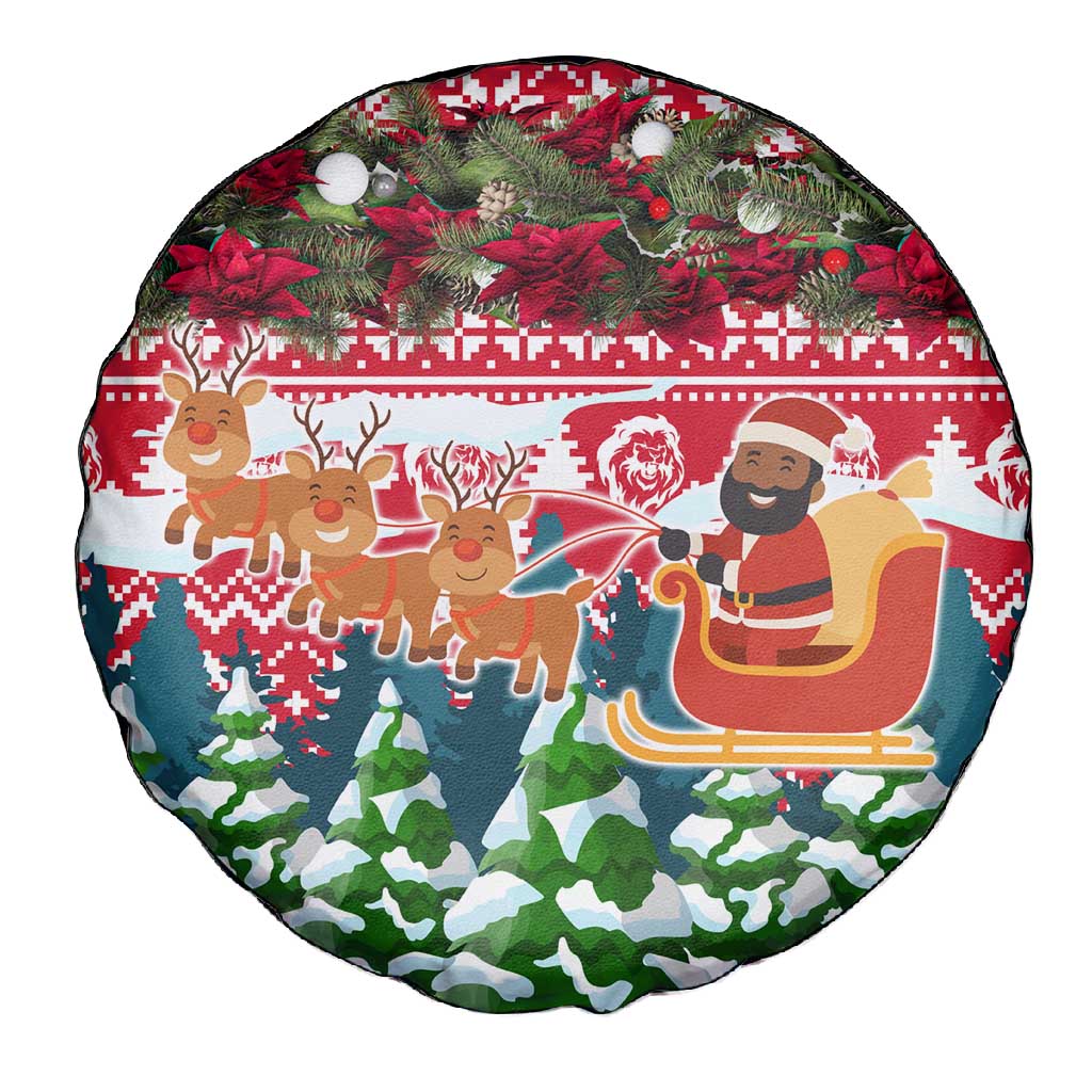 Guinea Bissau Christmas Spare Tire Cover Santa Sleigh Reindeer Forest and National Flag - African Pride
