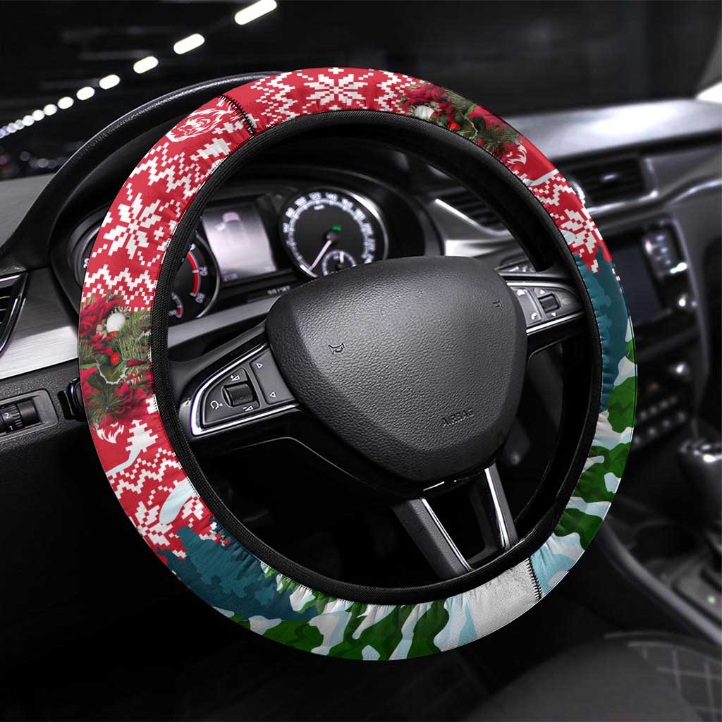 Guinea Bissau Christmas Steering Wheel Cover Santa Sleigh Reindeer Forest and National Flag - African Pride