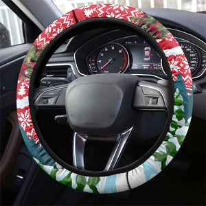 Guinea Bissau Christmas Steering Wheel Cover Santa Sleigh Reindeer Forest and National Flag - African Pride