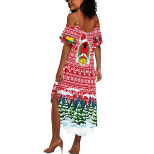 Guinea Bissau Christmas Summer Maxi Dress Santa Sleigh Reindeer Forest and National Flag - African Pride