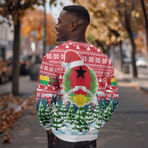 Guinea Bissau Christmas Sweatshirt Santa Sleigh Reindeer Forest and National Flag - African Pride