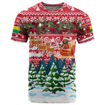 Guinea Bissau Christmas T shirt Santa Sleigh Reindeer Forest and National Flag - African Pride