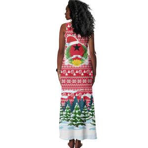 Guinea Bissau Christmas Tank Maxi Dress Santa Sleigh Reindeer Forest and National Flag - African Pride