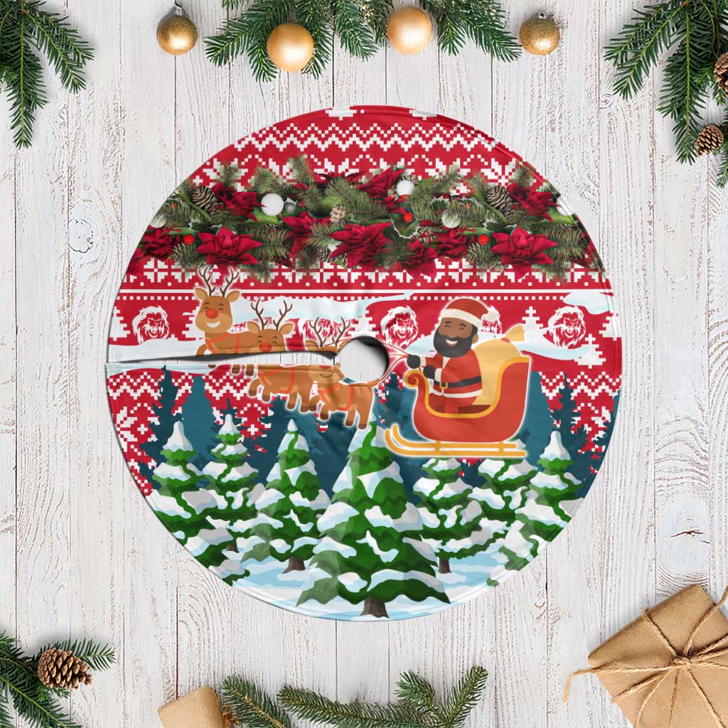 Guinea Bissau Christmas Tree Skirt Santa Sleigh Reindeer Forest and National Flag - African Pride