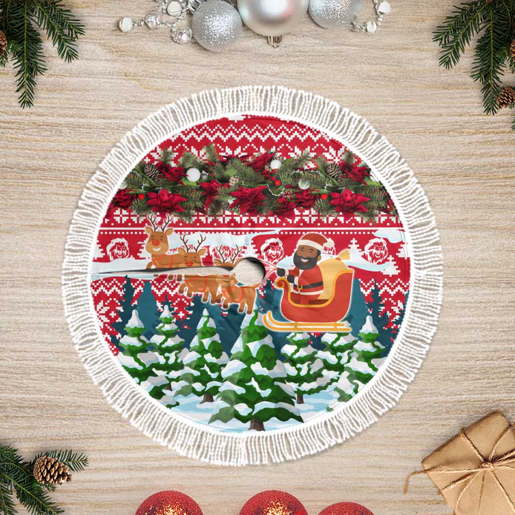 Guinea Bissau Christmas Tree Skirt Santa Sleigh Reindeer Forest and National Flag - African Pride