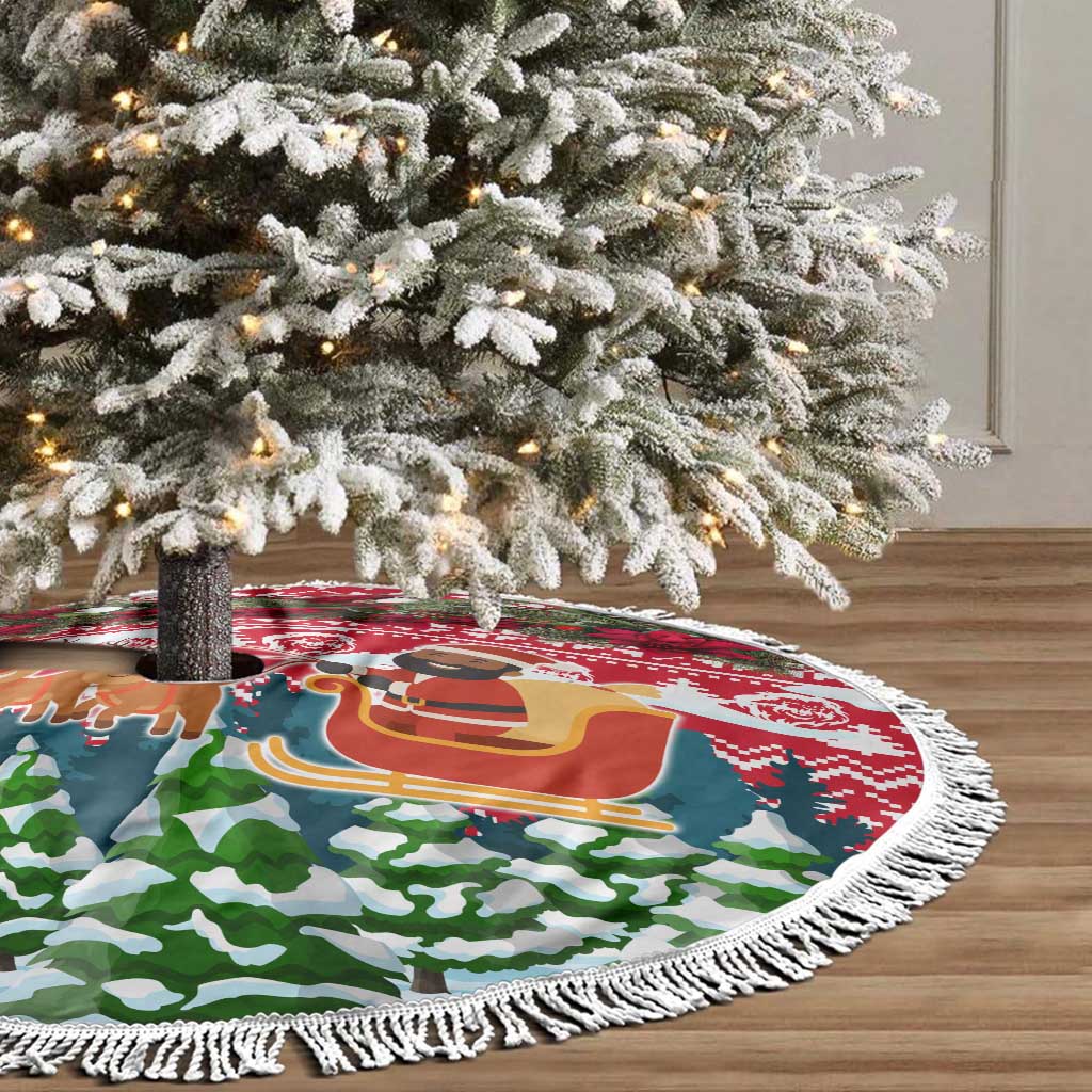 Guinea Bissau Christmas Tree Skirt Santa Sleigh Reindeer Forest and National Flag - African Pride