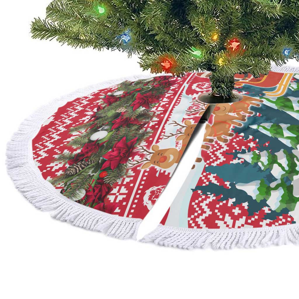 Guinea Bissau Christmas Tree Skirt Santa Sleigh Reindeer Forest and National Flag - African Pride
