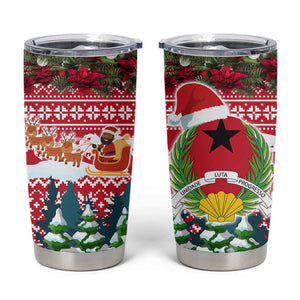 Guinea Bissau Christmas Tumbler Cup Santa Sleigh Reindeer Forest and National Flag - African Pride
