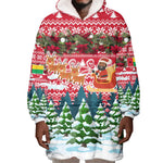 Guinea Bissau Christmas Wearable Blanket Hoodie Santa Sleigh Reindeer Forest and National Flag - African Pride