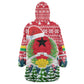 Guinea Bissau Christmas Wearable Blanket Hoodie Santa Sleigh Reindeer Forest and National Flag - African Pride