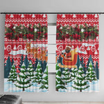 Guinea Bissau Christmas Window Curtain Santa Sleigh Reindeer Forest and National Flag - African Pride