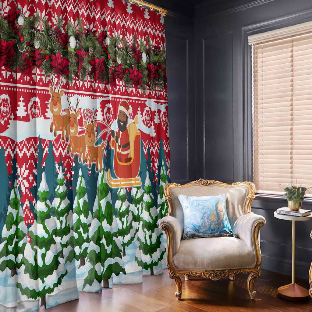Guinea Bissau Christmas Window Curtain Santa Sleigh Reindeer Forest and National Flag - African Pride