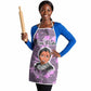 Rosa Parks Apron Purple Floral Pattern Civil Rights Tribute Bold Name Repeated Text Design - African Pride
